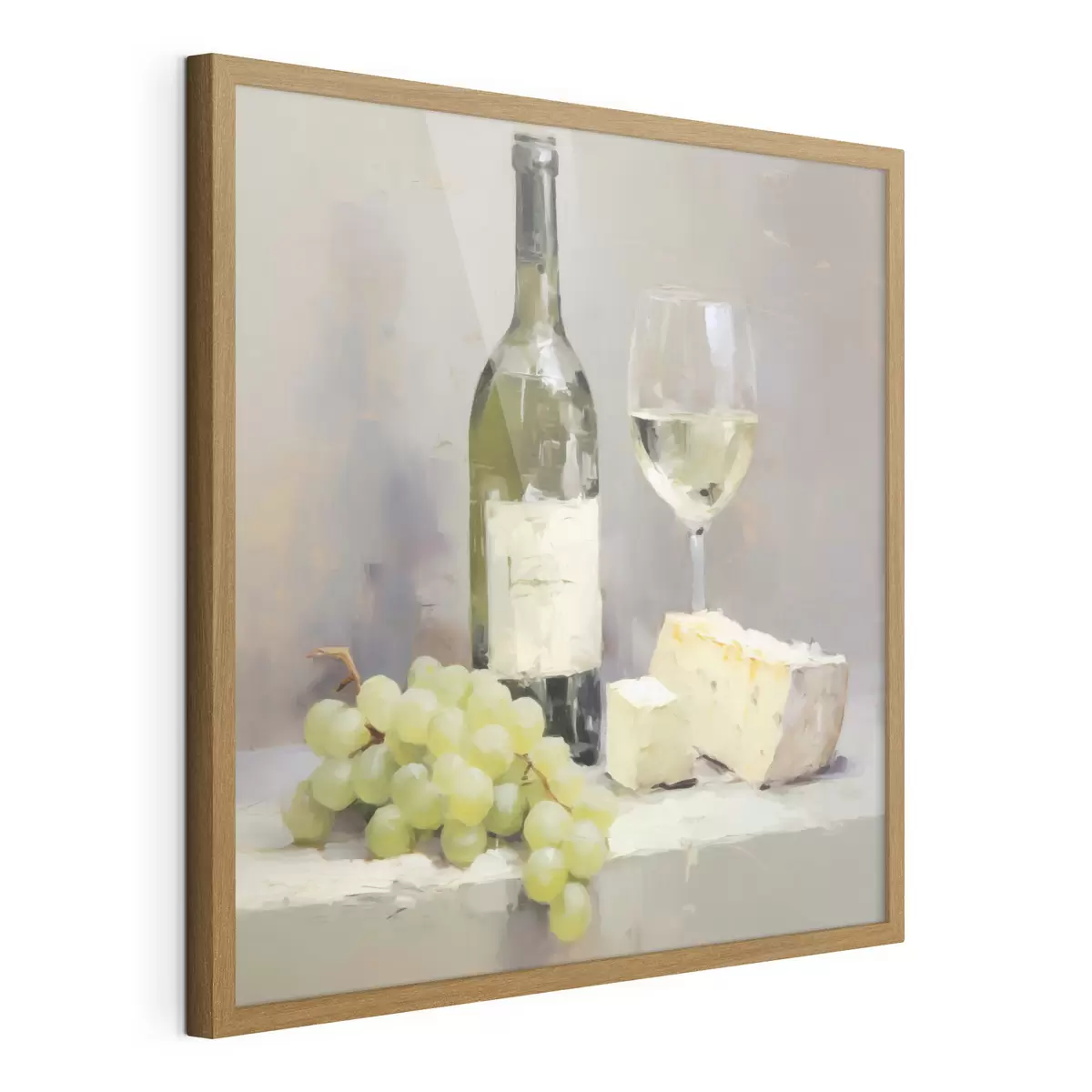 Poster Una bottiglia di vino e dell'uva, l'imitazione di un dipinto f51135