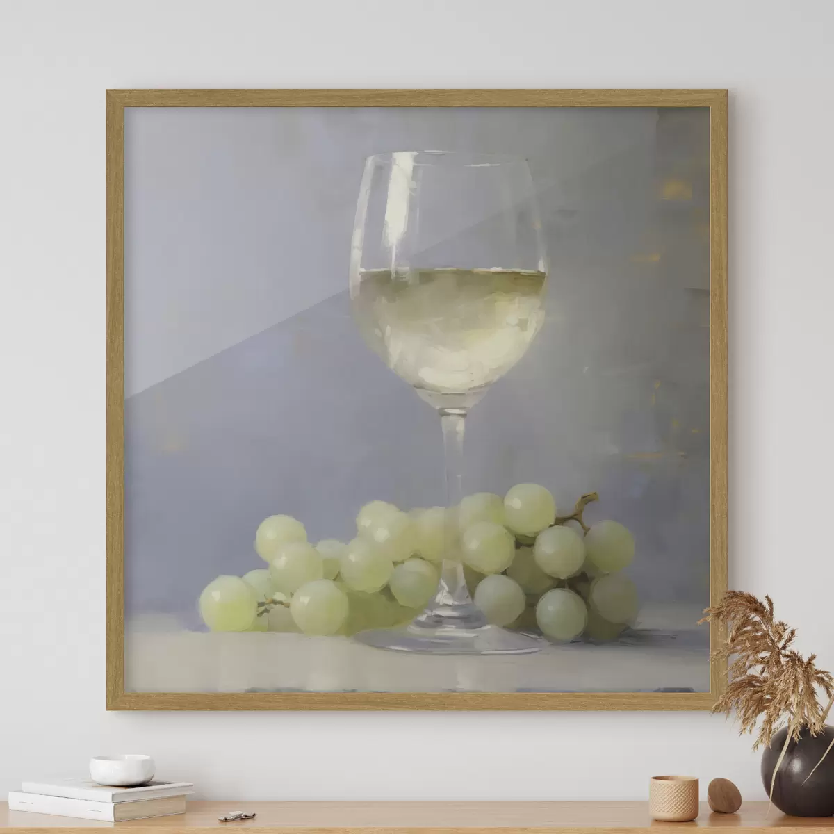 Poster Un bicchiere di vino e dell'uva, l'imitazione di un dipinto f51136