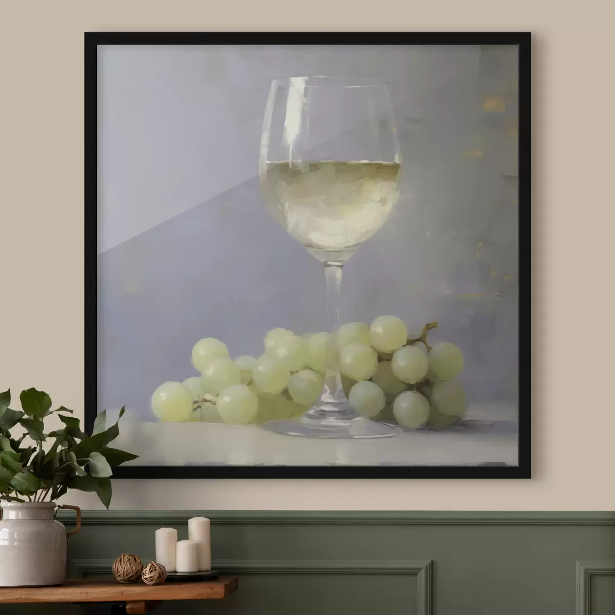 Poster Un bicchiere di vino e dell'uva, l'imitazione di un dipinto f51136
