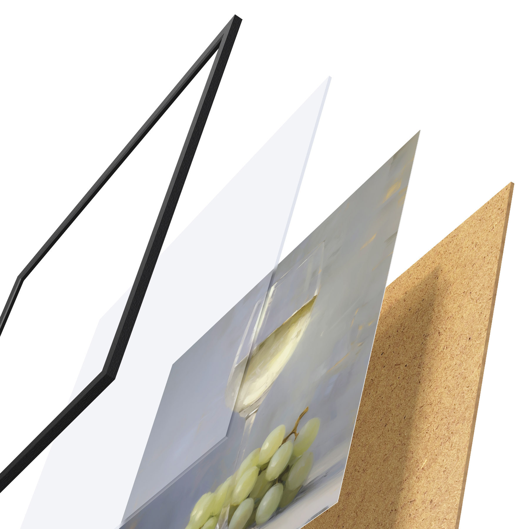 Poster Un bicchiere di vino e dell'uva, l'imitazione di un dipinto f51136