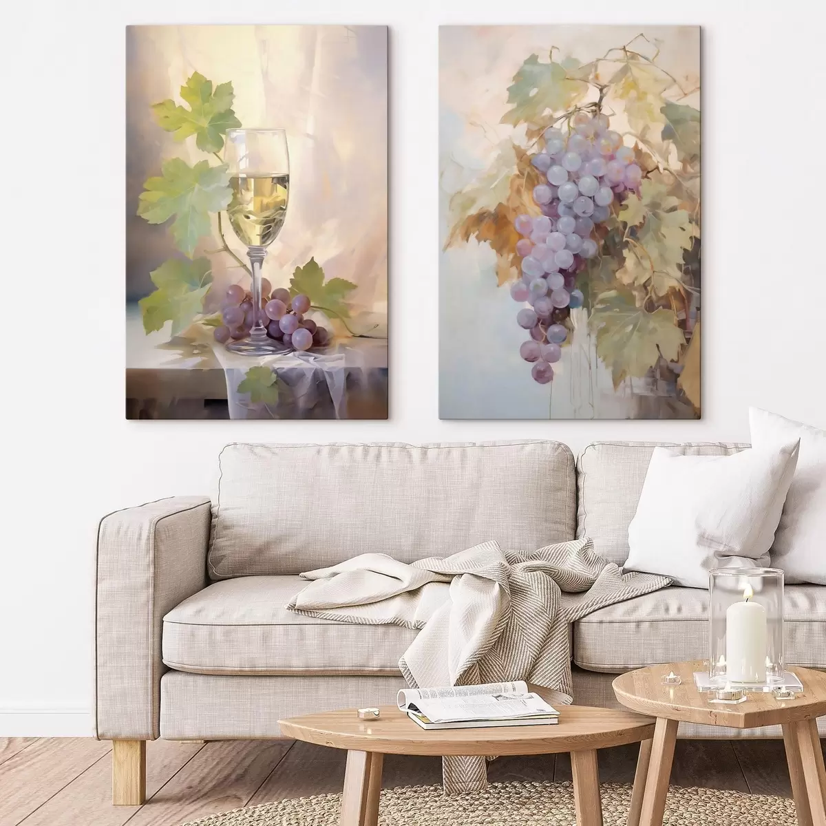 Quadro Un bicchiere di vino e dell'uva, riproduzione di un dipinto nr. m31093