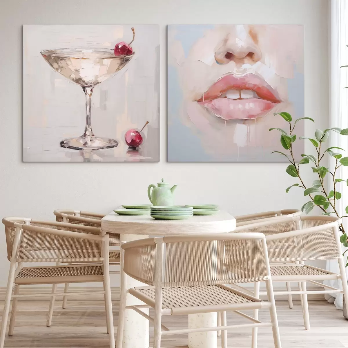 Quadro Labbra e un cocktail, imitazione di un dipinto nr. m31100