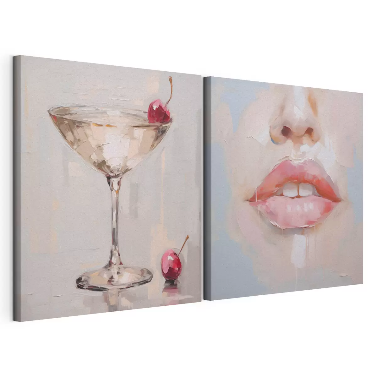 Quadro Labbra e un cocktail, imitazione di un dipinto nr. m31100