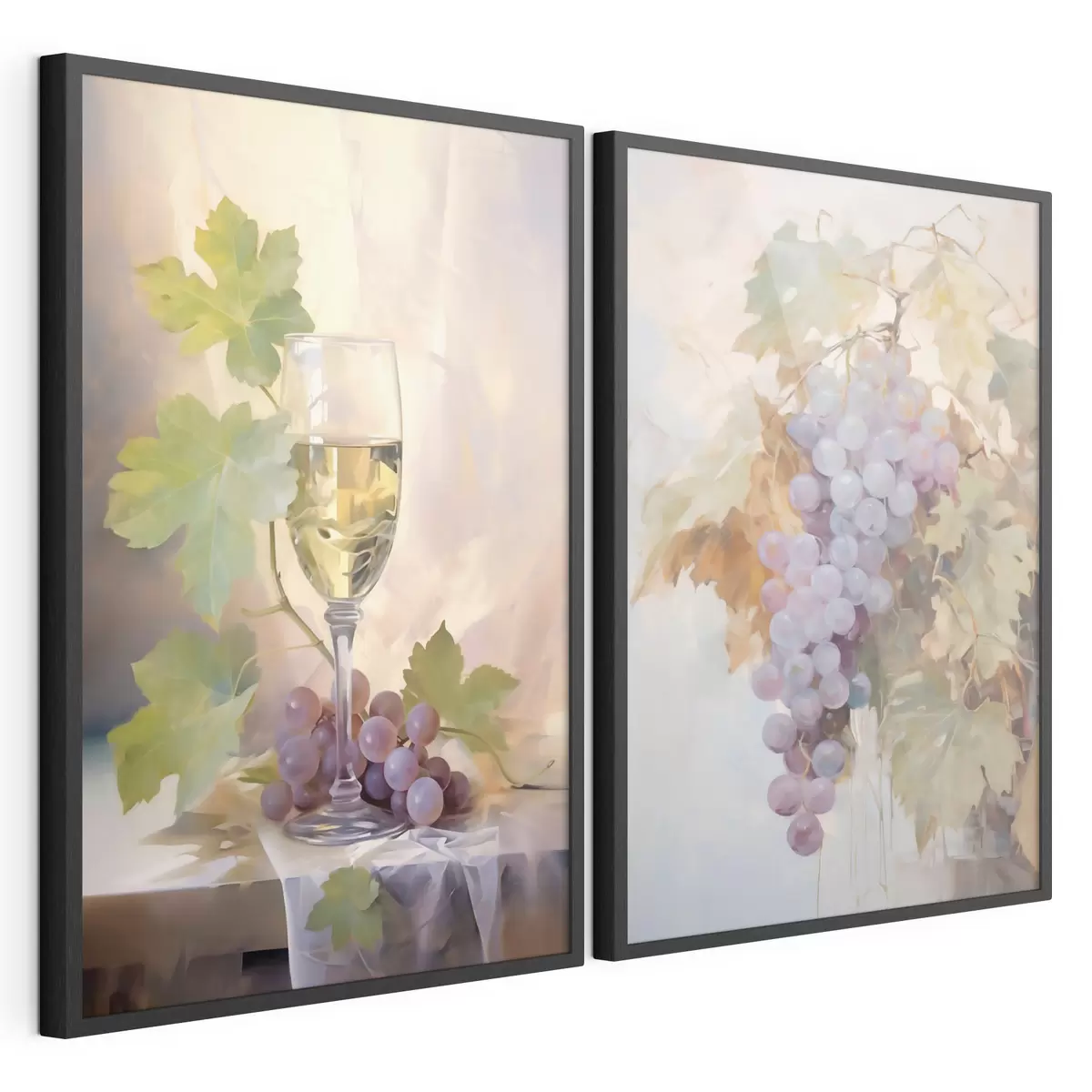 Poster Un bicchiere di vino e dell'uva, riproduzione di un dipinto d31093