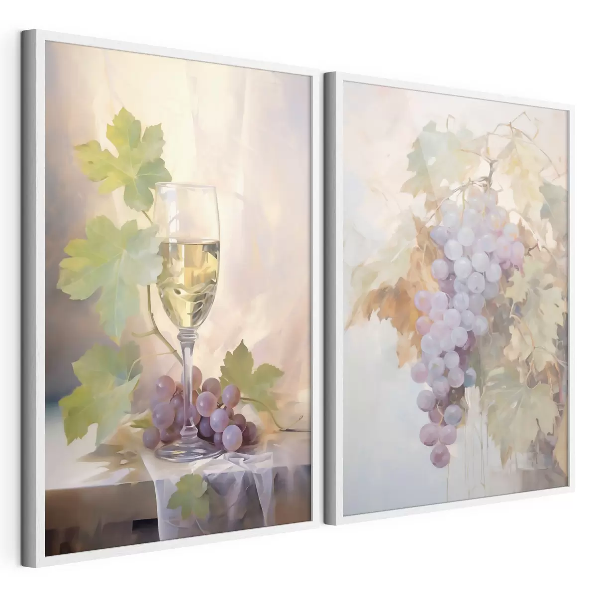 Poster Un bicchiere di vino e dell'uva, riproduzione di un dipinto d31093