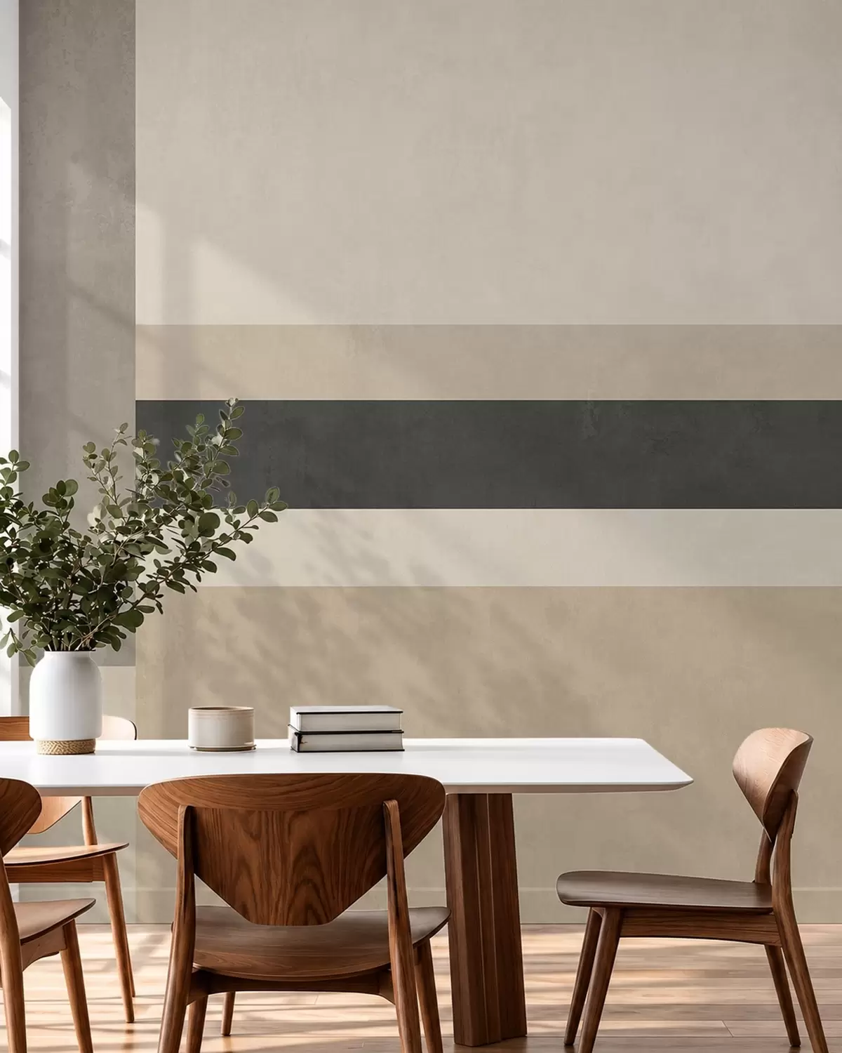 carta da parati Rettangoli astratti in calde tonalità di beige con una striscia scura nr. w05890