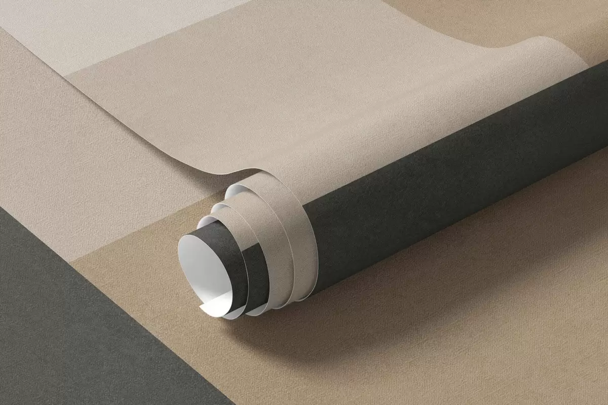 carta da parati Rettangoli astratti in calde tonalità di beige con una striscia scura nr. w05890