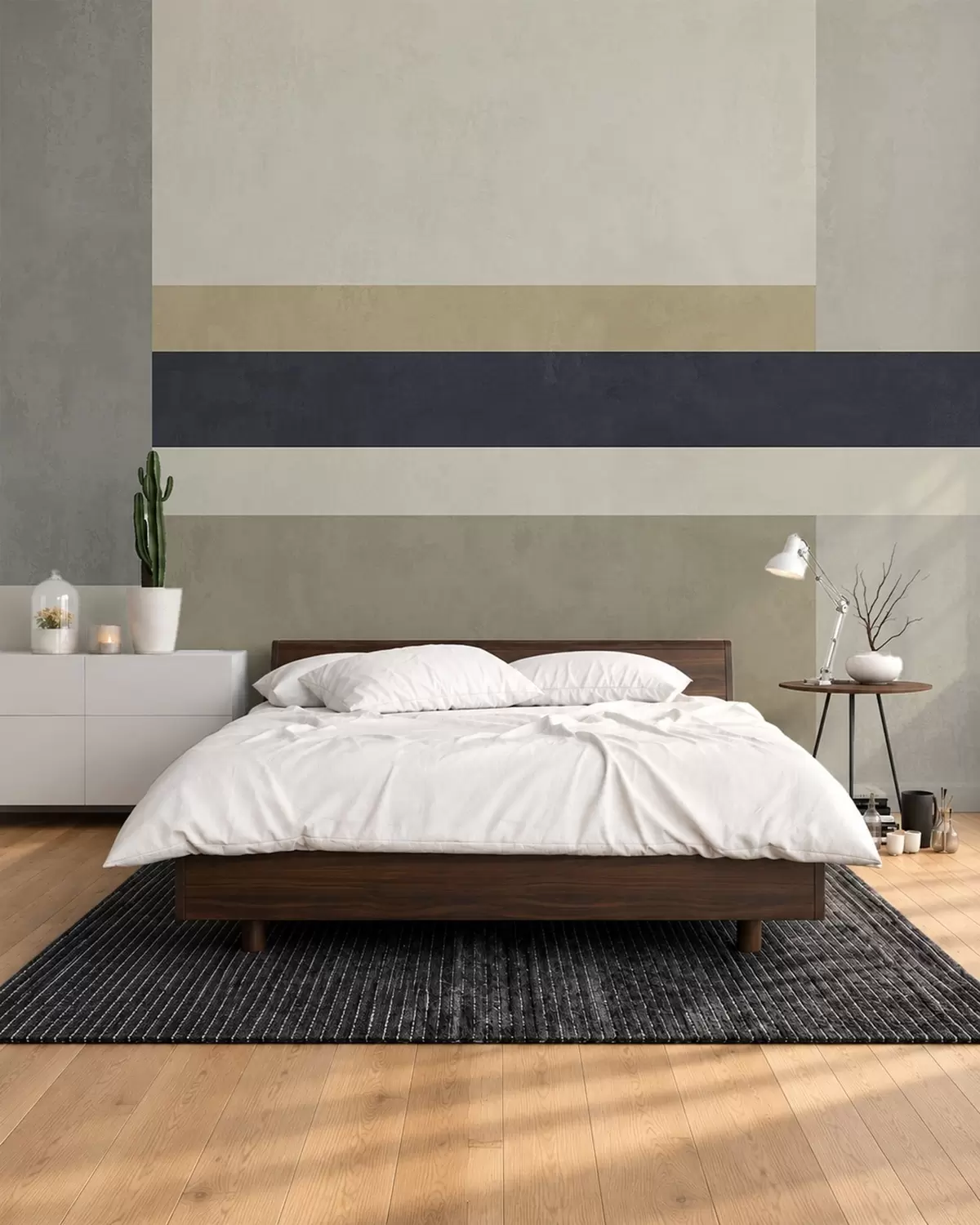carta da parati Blocchi geometrici nei toni del beige e del grigio con una striscia scura nr. w05890v1