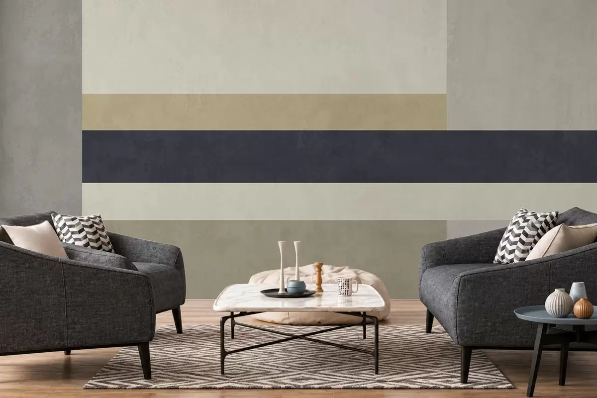carta da parati Blocchi geometrici nei toni del beige e del grigio con una striscia scura nr. w05890v1