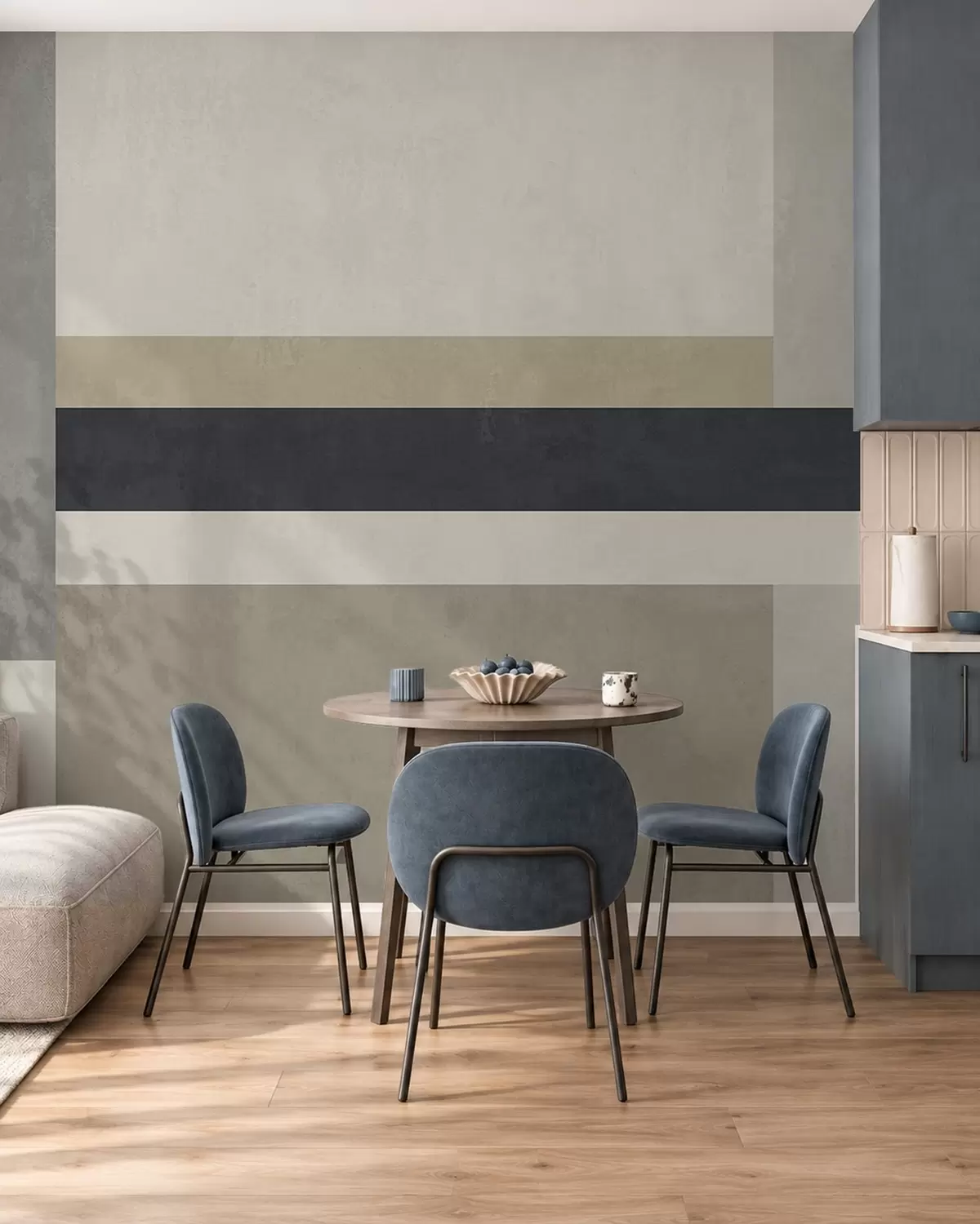 carta da parati Blocchi geometrici nei toni del beige e del grigio con una striscia scura nr. w05890v1