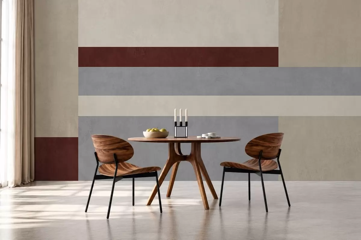 carta da parati Geometria astratta con blocchi di colore bordeaux, grigio e beige nr. w05890v2