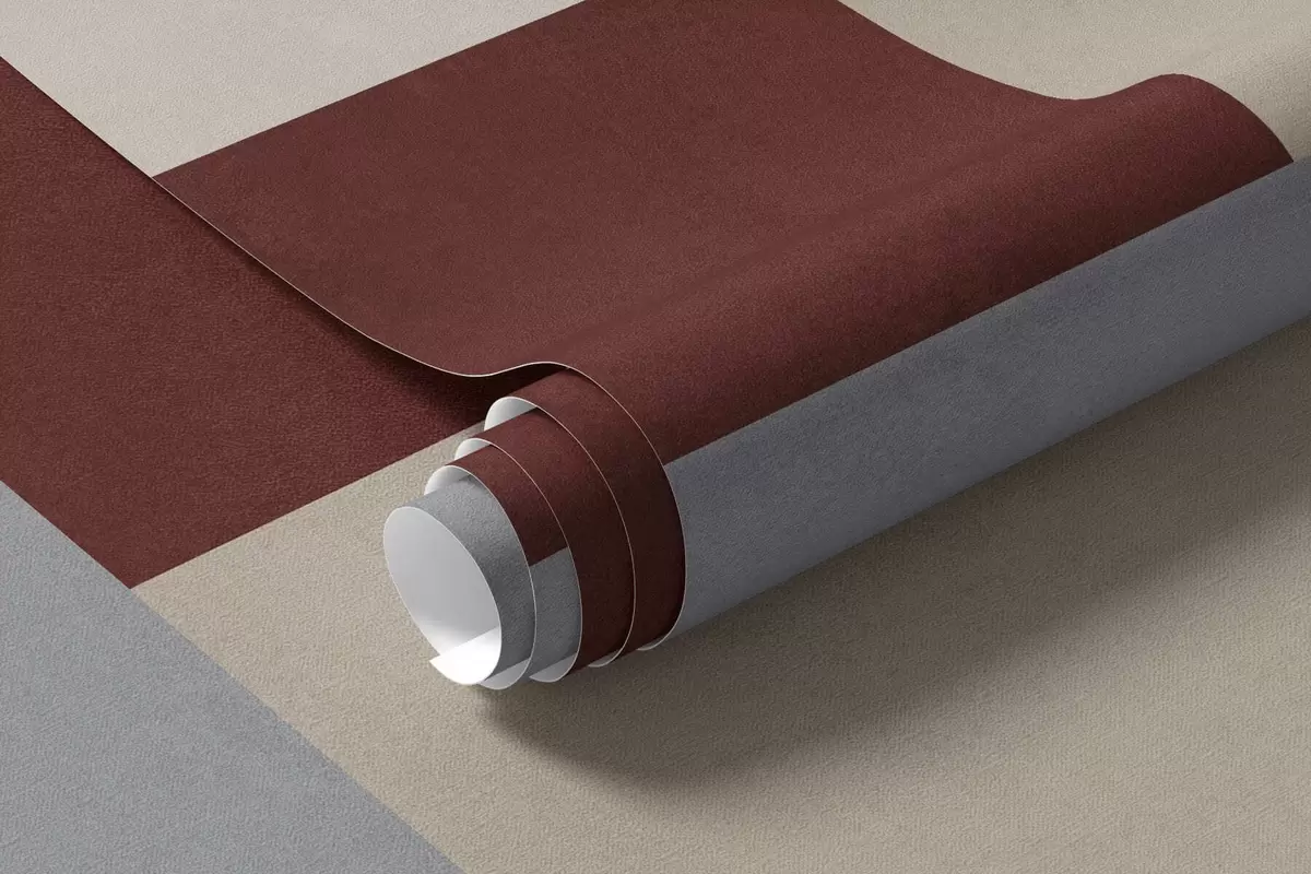 carta da parati Geometria astratta con blocchi di colore bordeaux, grigio e beige nr. w05890v2