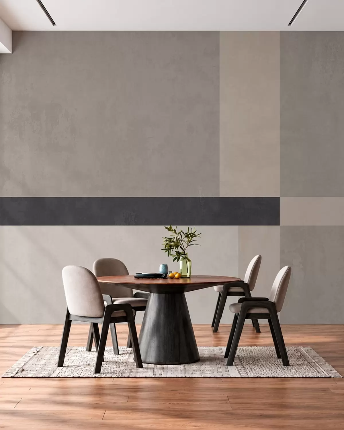 carta da parati Geometria astratta con blocchi beige e grigi e una striscia scura nr. w05891