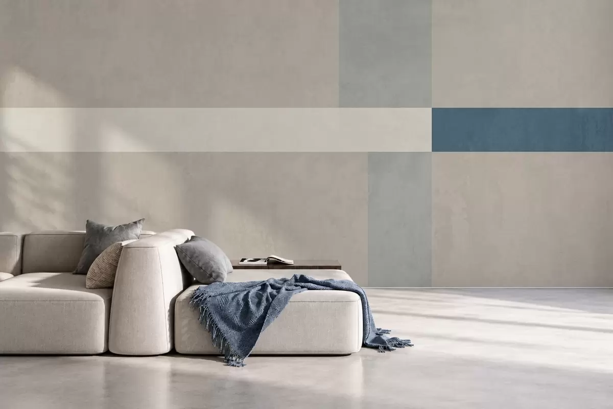 carta da parati Rettangoli astratti nei toni del beige e del grigio con un tocco di blu nr. w05891v2