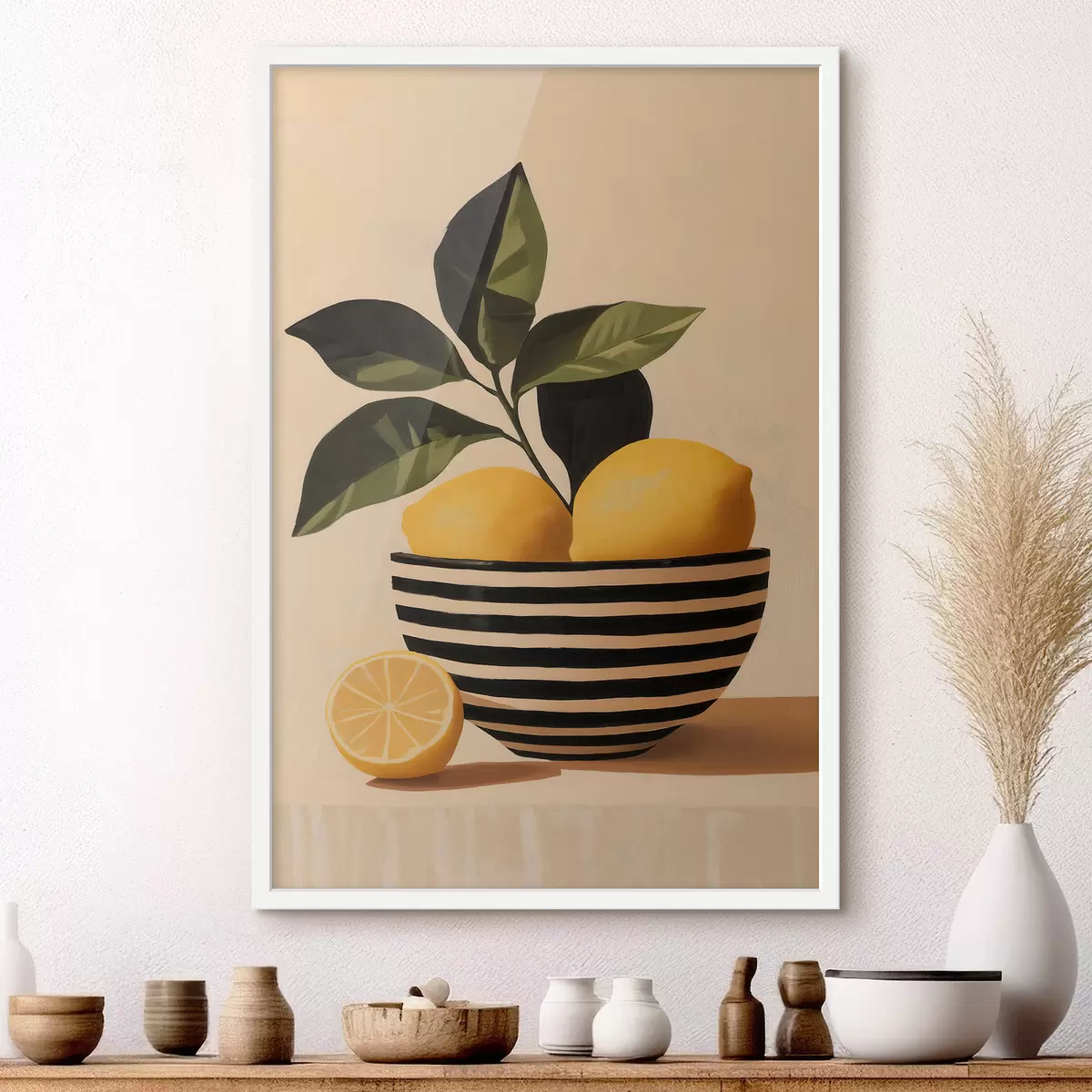 Poster Limoni in una ciotola a strisce f51046