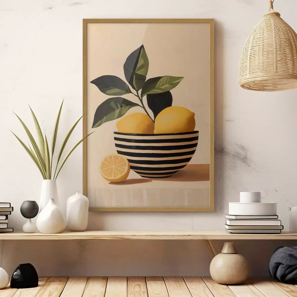 Poster Limoni in una ciotola a strisce f51046