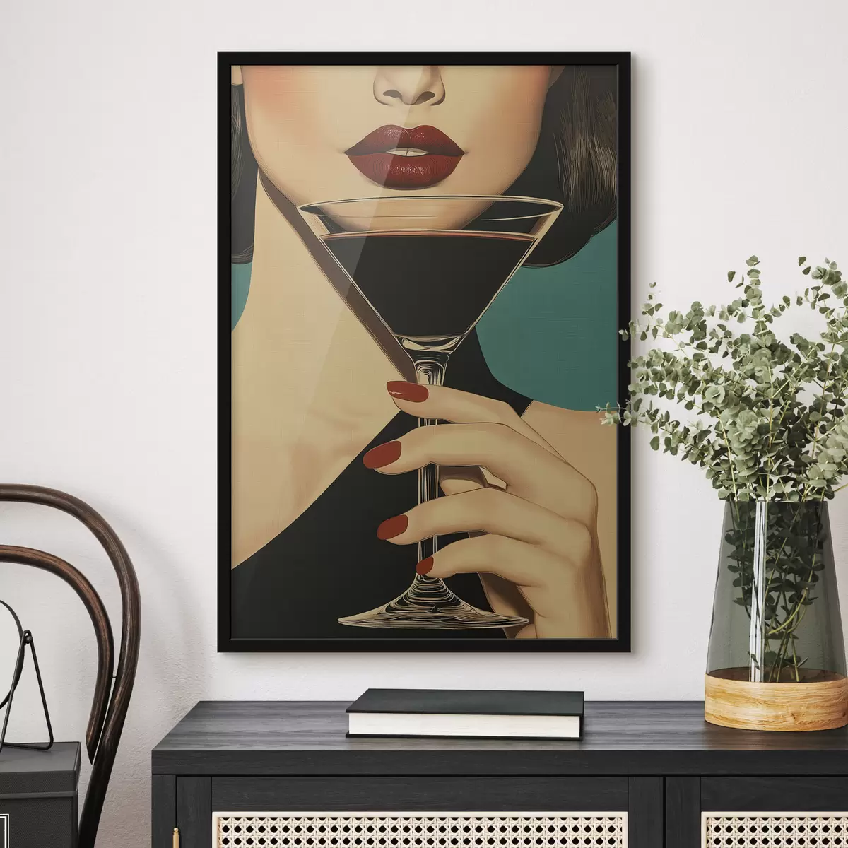 Poster Una ragazza con un bicchiere f51052