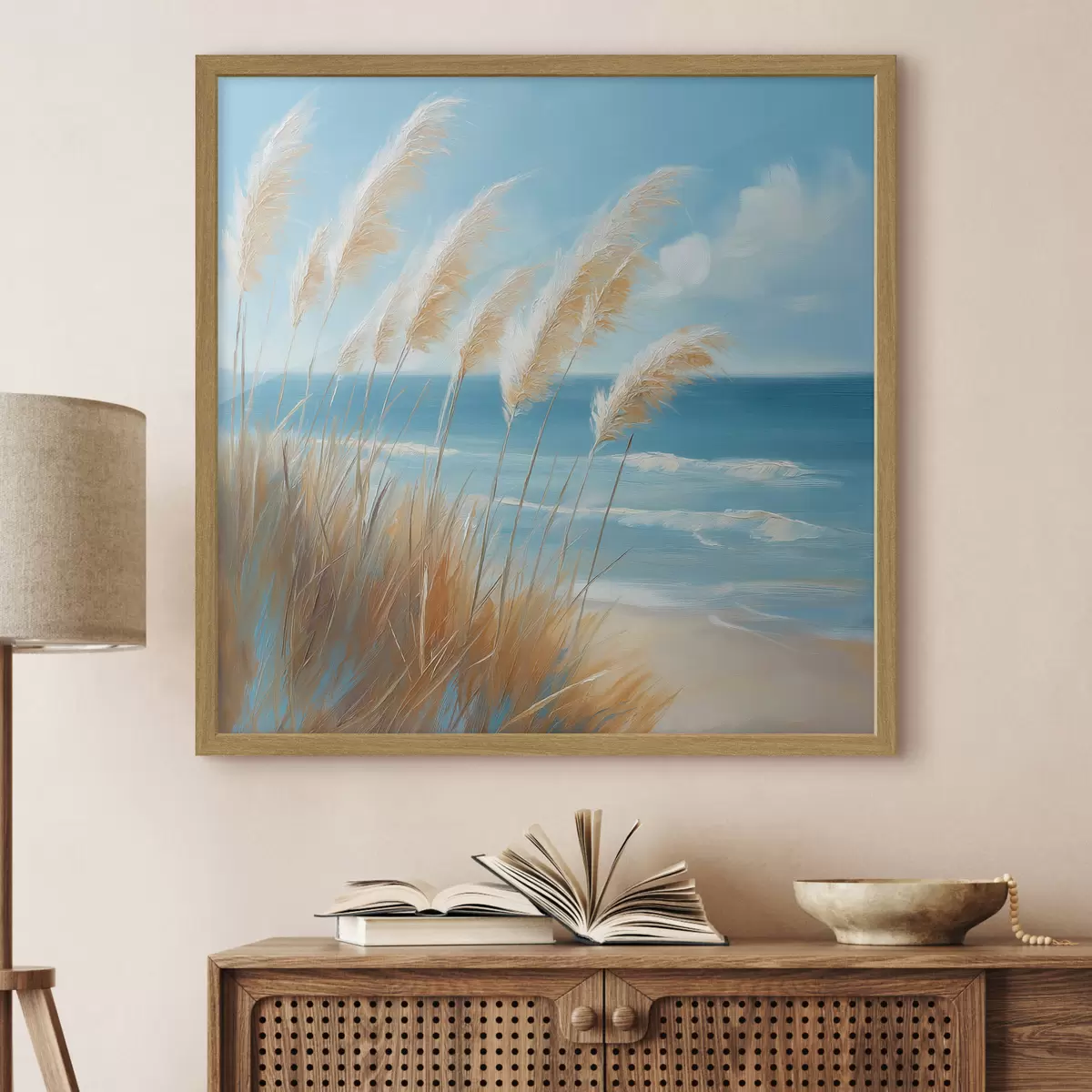 Poster Spighe di grano in riva al mare f51061