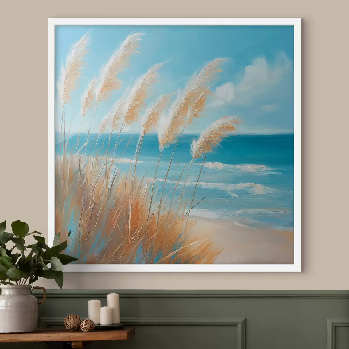 Poster Spighe di grano in riva al mare f51061