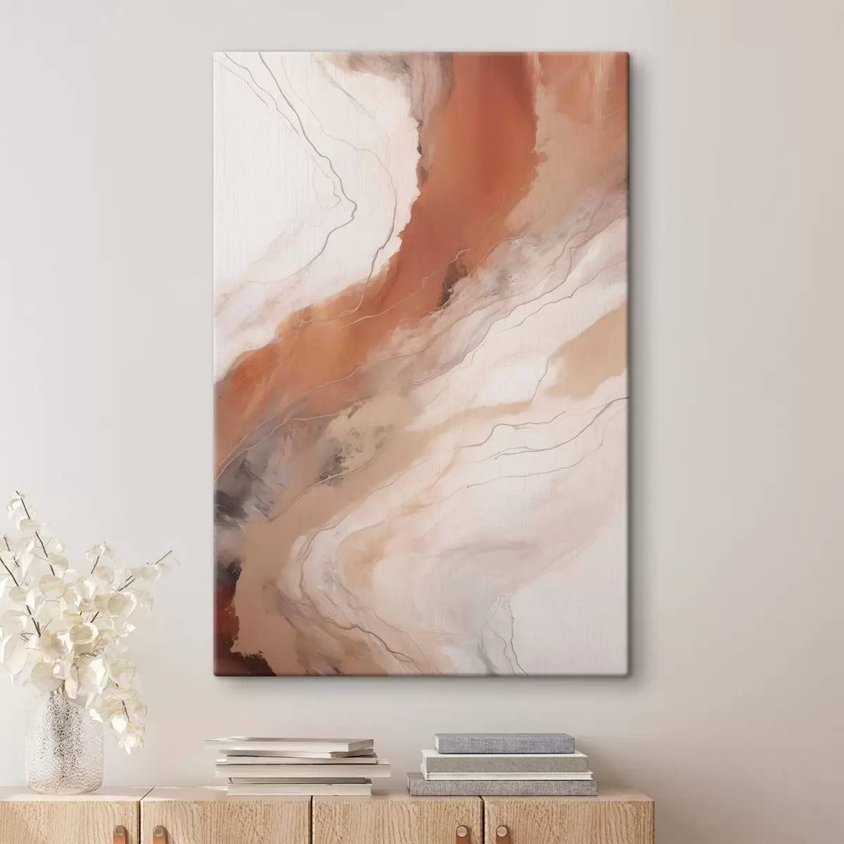 Quadro Calde onde di arte fluida color terracotta nr. s51085