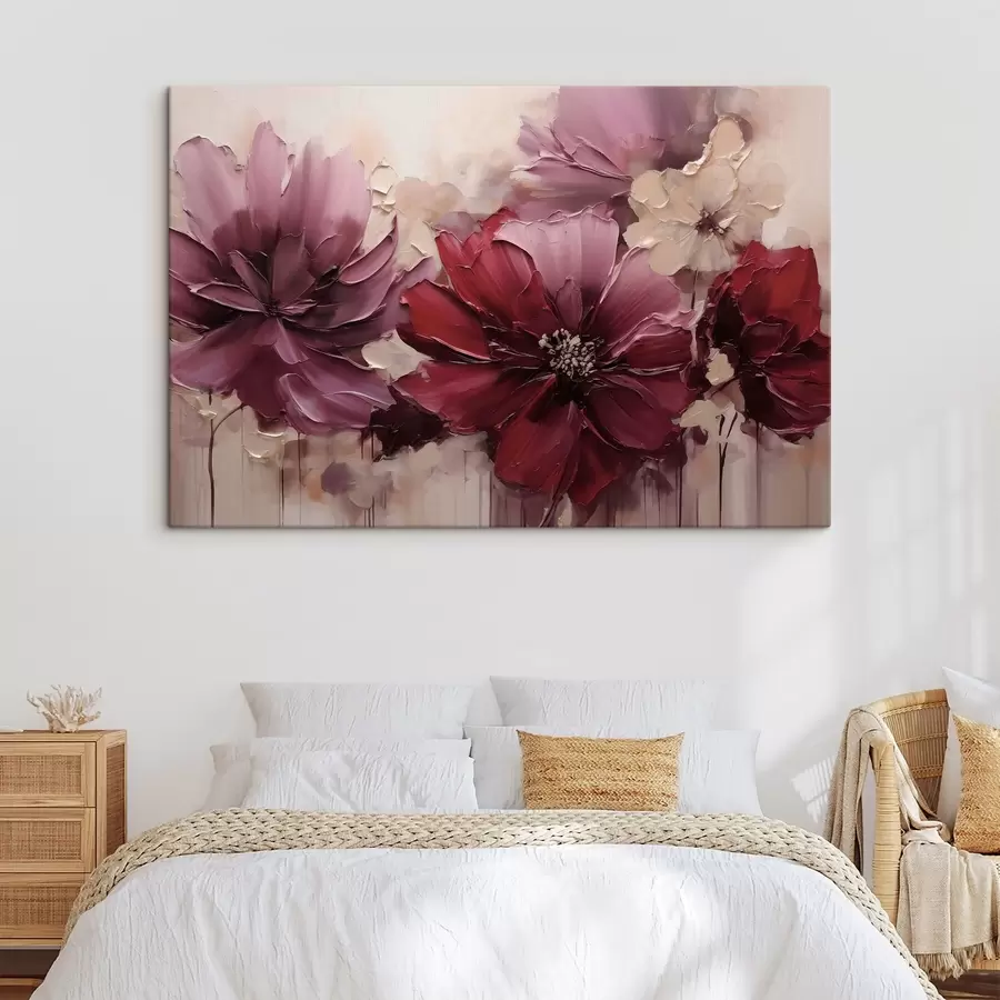 Quadro Dalie dal colore intenso bordeaux e color cipria nr. s51086