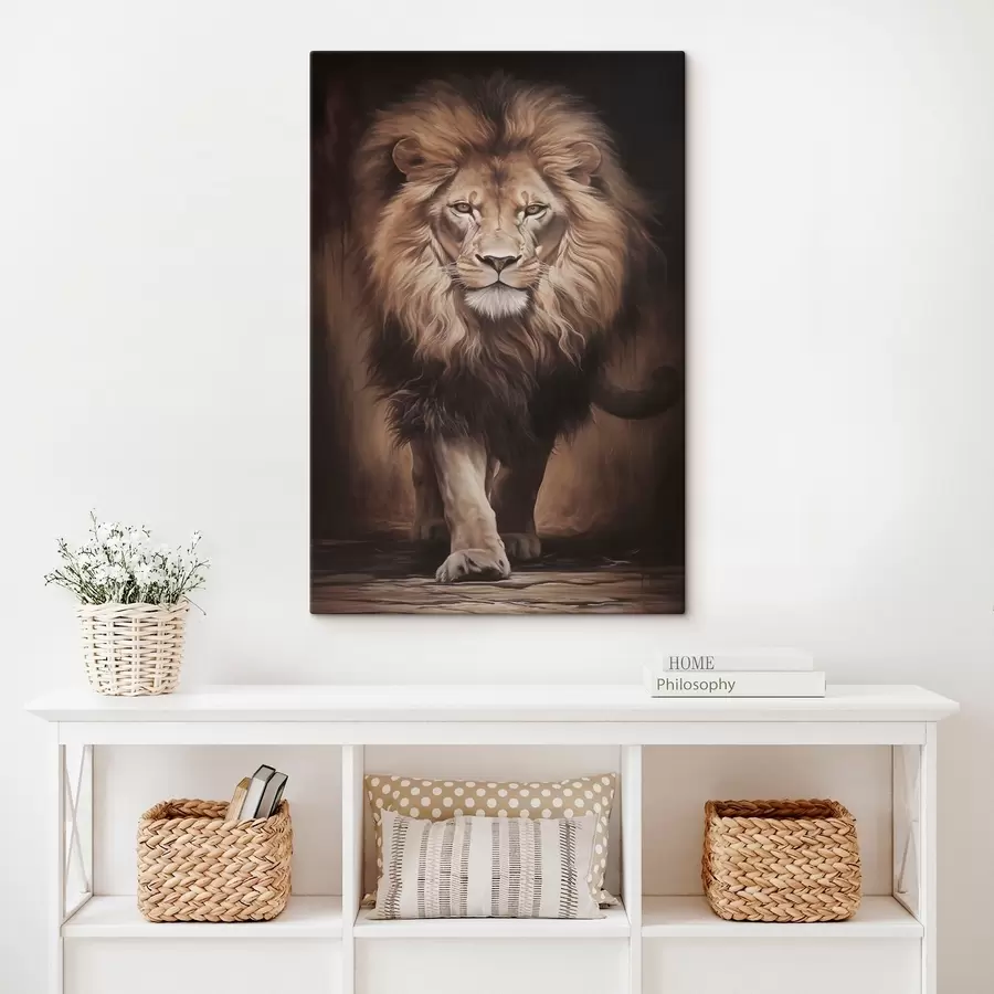 Quadro Maestoso leone in un ambiente buio nr. s51087