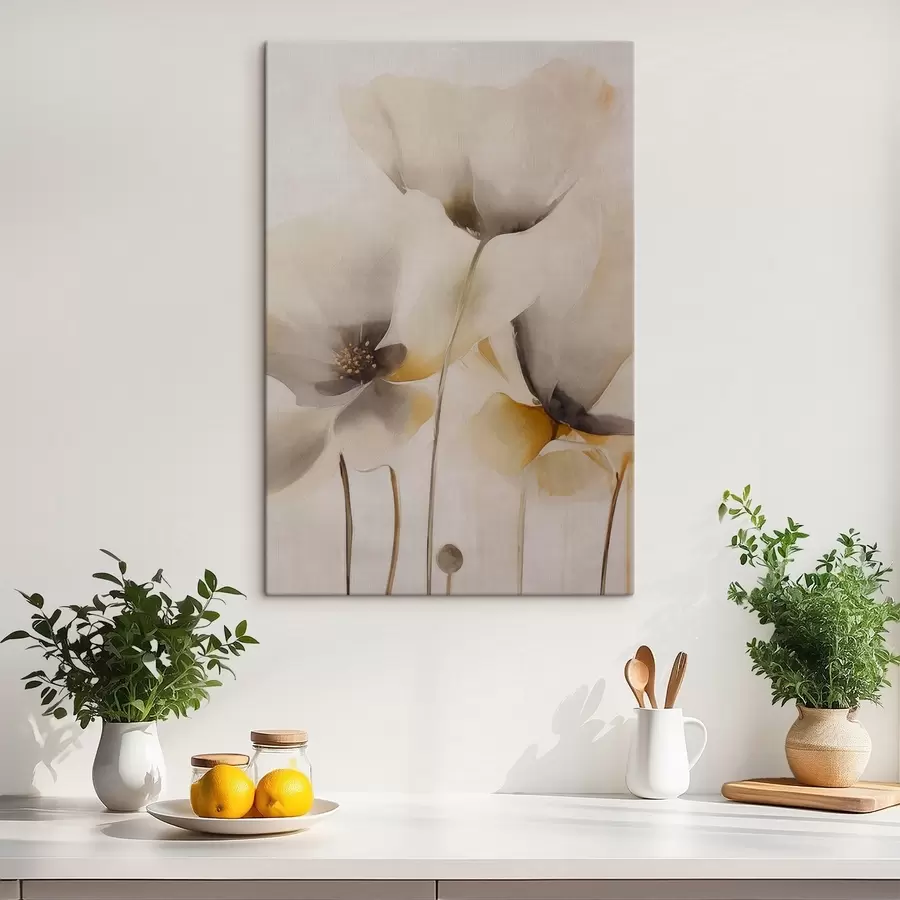 Quadro Papaveri ariosi in tonalità beige nr. s51090