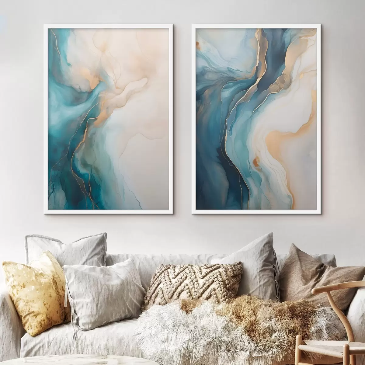 Poster Onde di marmo azzurro e smeraldo d31088