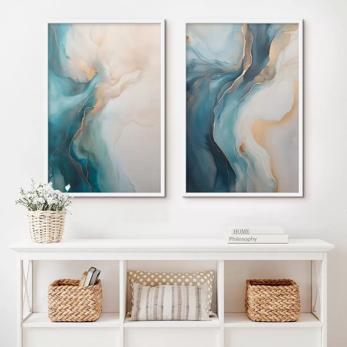 Poster Onde di marmo azzurro e smeraldo d31088