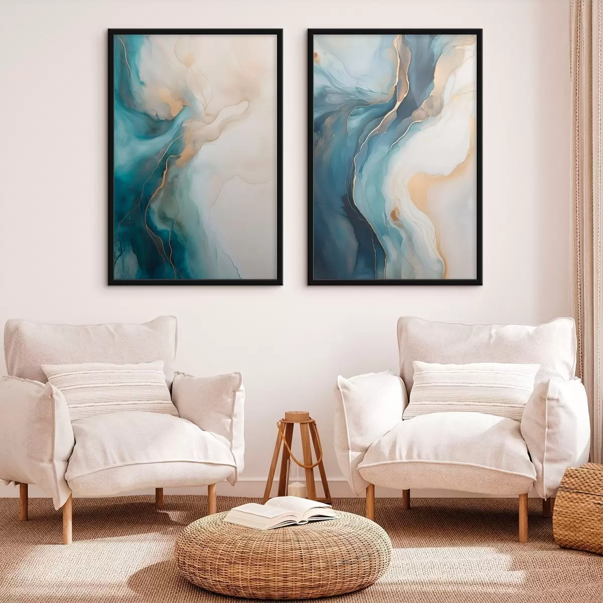 Poster Onde di marmo azzurro e smeraldo d31088
