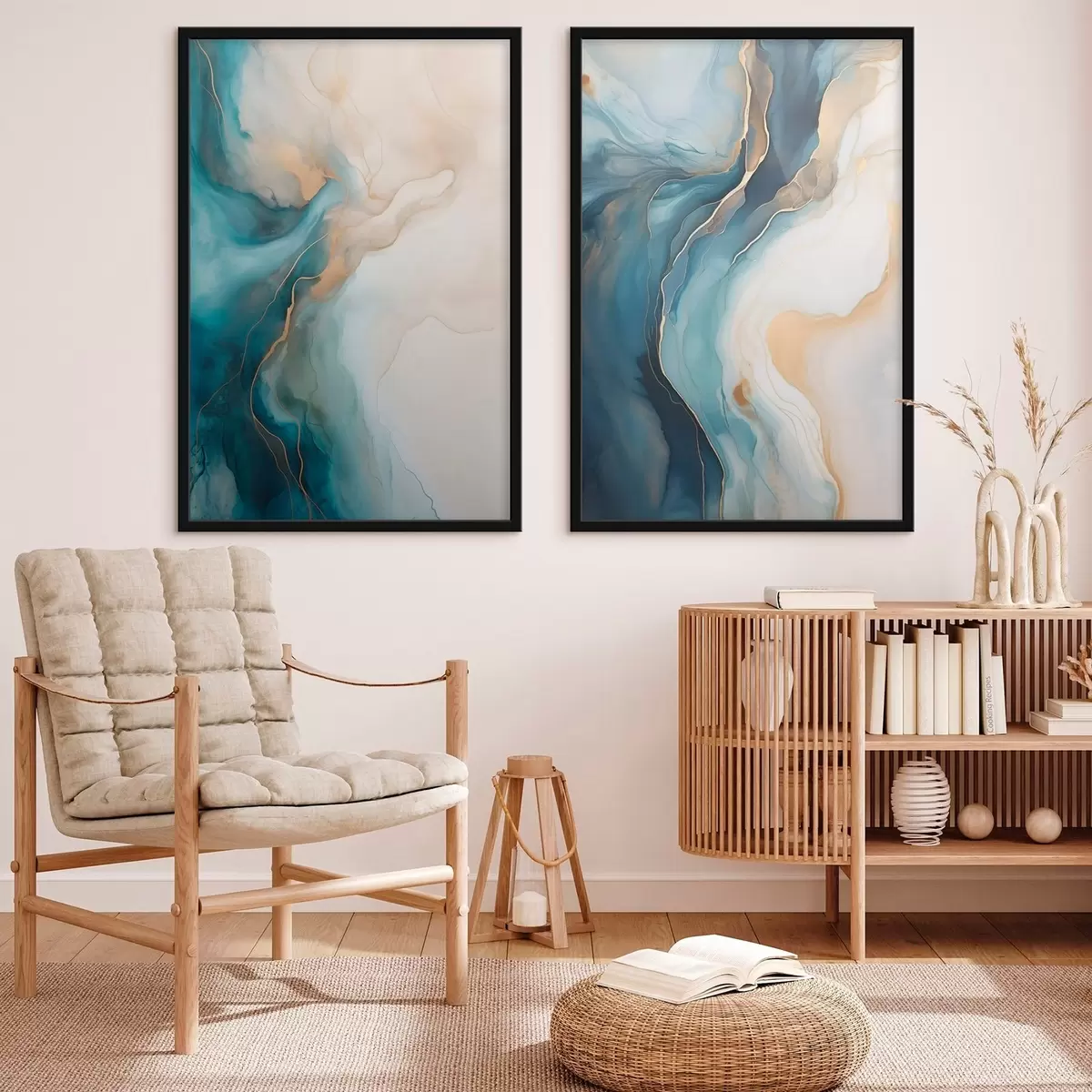 Poster Onde di marmo azzurro e smeraldo d31088