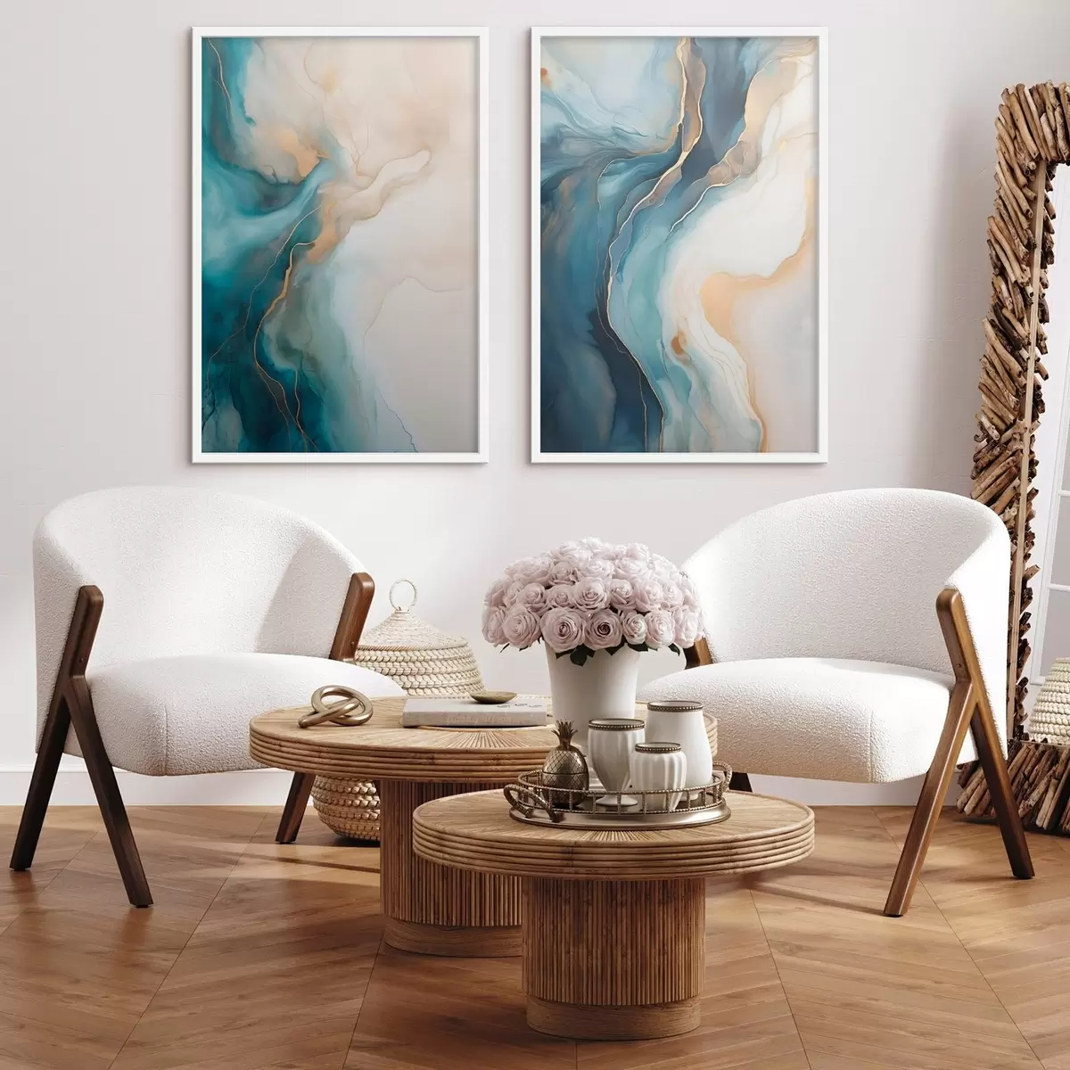 Poster Onde di marmo azzurro e smeraldo d31088
