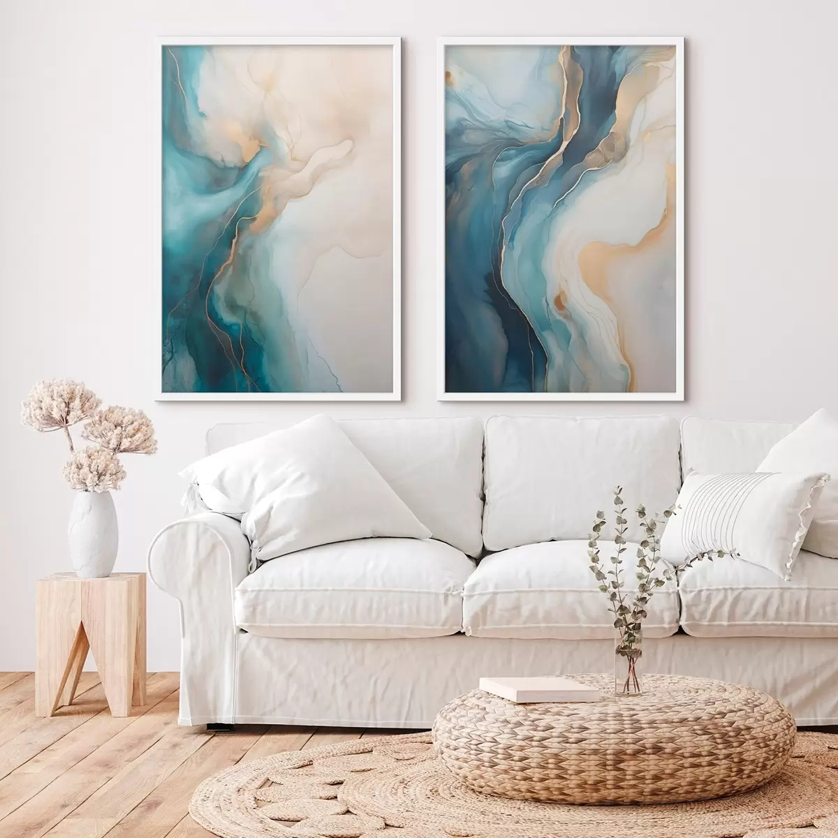 Poster Onde di marmo azzurro e smeraldo d31088