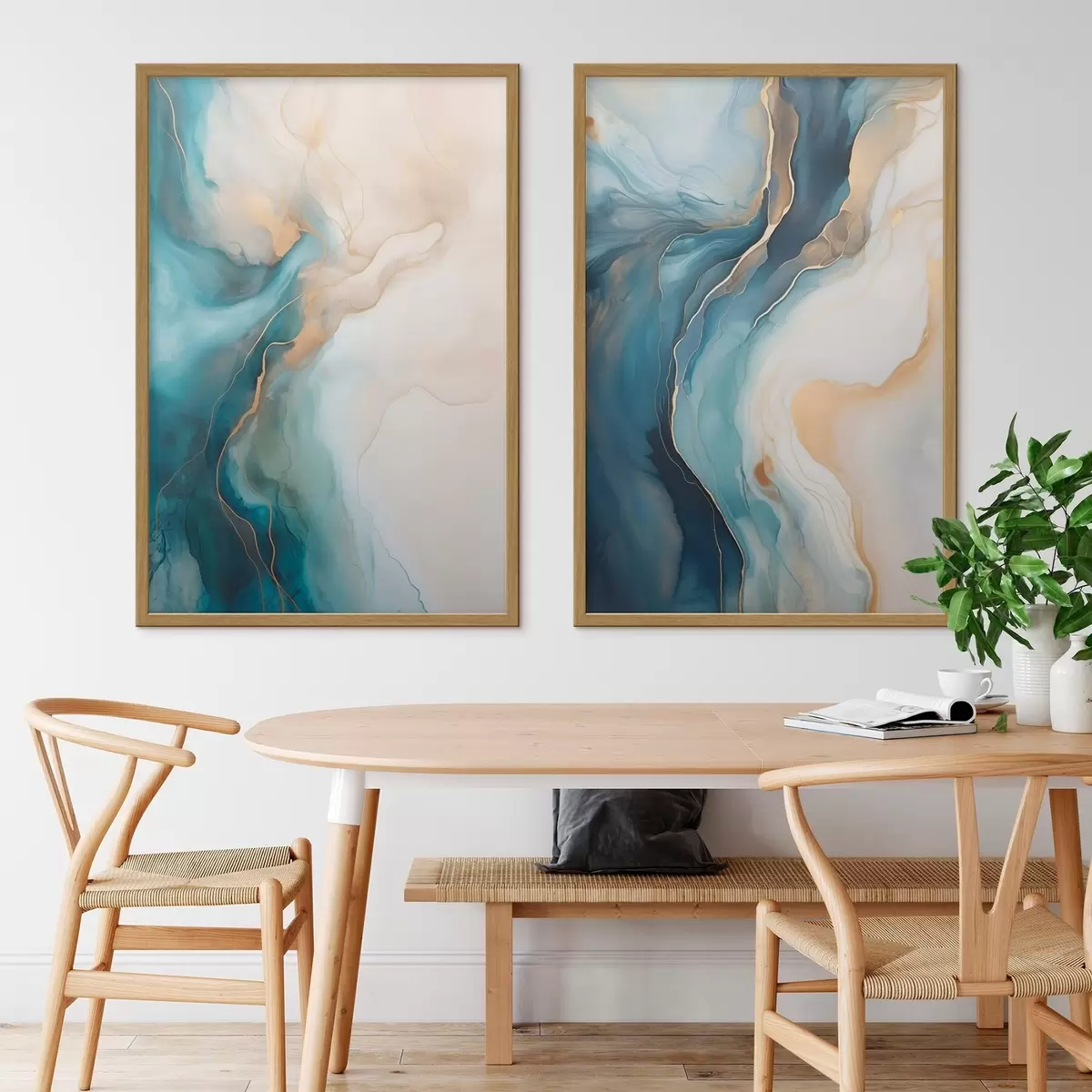 Poster Onde di marmo azzurro e smeraldo d31088