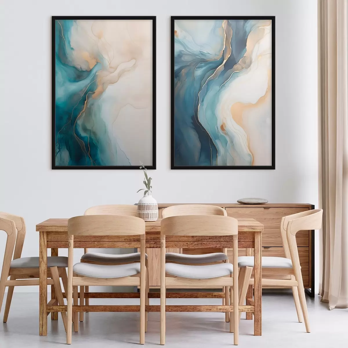 Poster Onde di marmo azzurro e smeraldo d31088