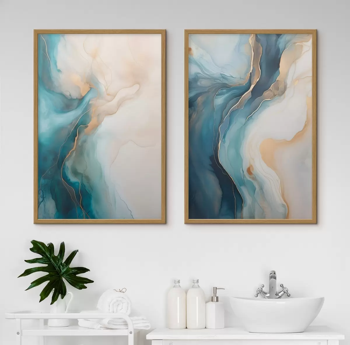 Poster Onde di marmo azzurro e smeraldo d31088