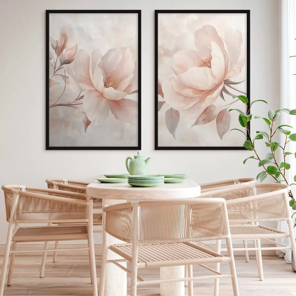 Poster Peonie in acquerello in polvere d31091