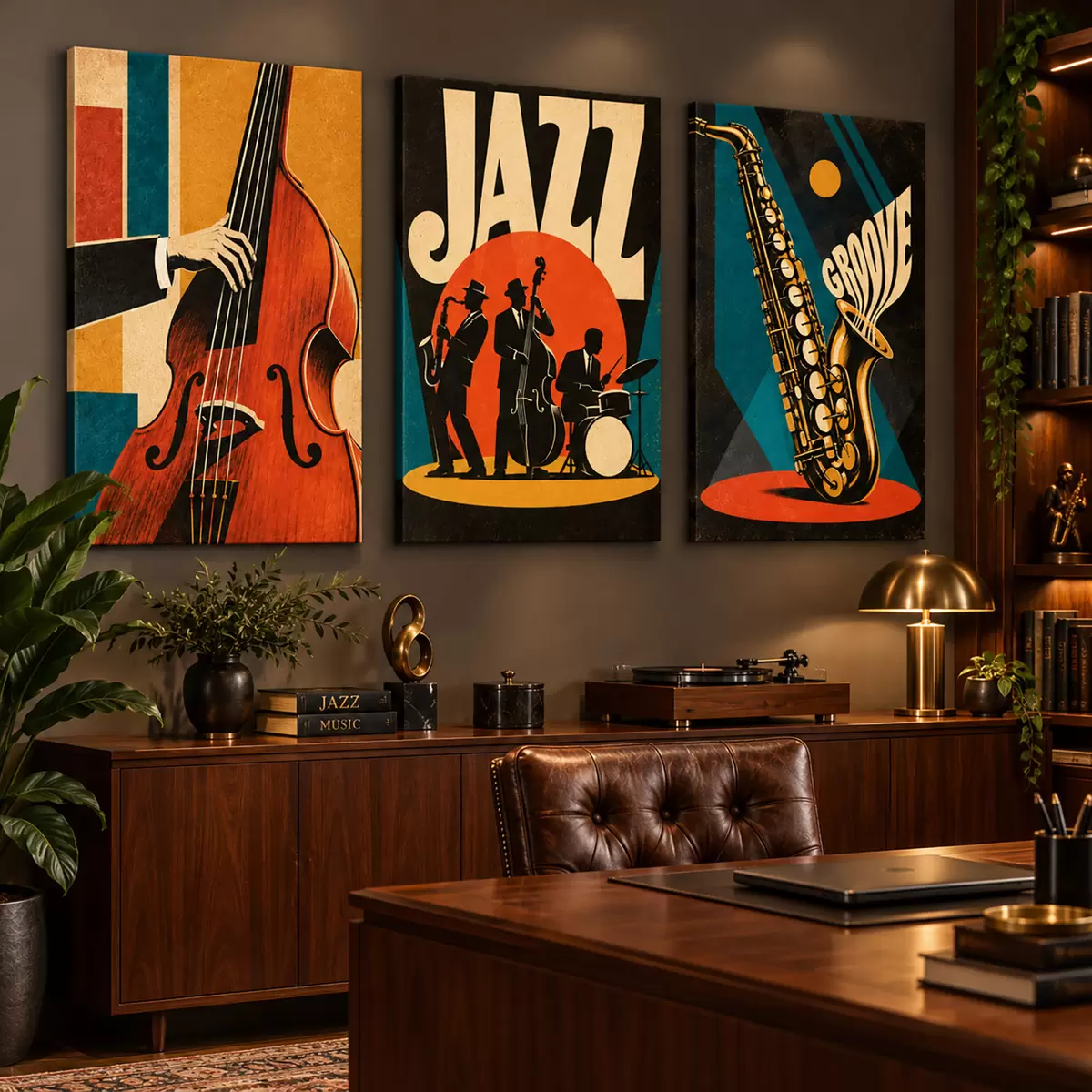 Quadro Musicisti jazz che si esibiscono in colori vivaci nr. m31114
