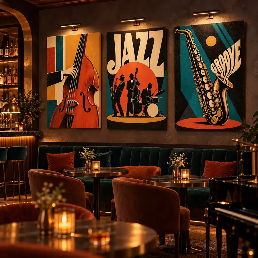 carta da parati Musicisti jazz che si esibiscono in colori vivaci nr. m31114