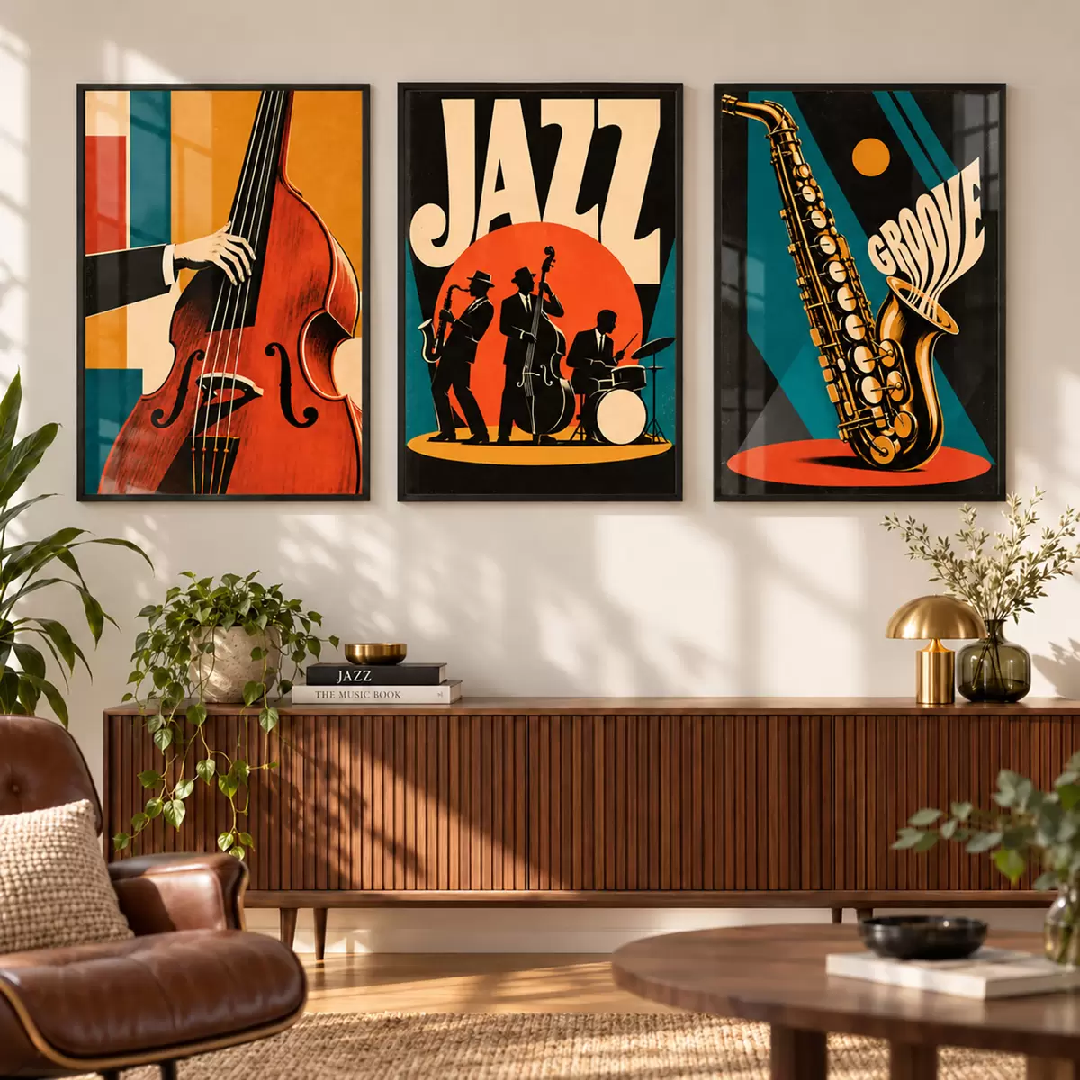 Poster Motivi musicali vintage dai colori vivaci d31115