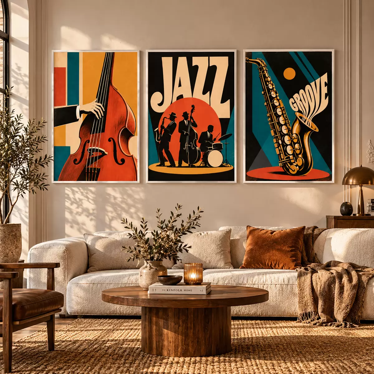 Poster Motivi musicali vintage dai colori vivaci d31115