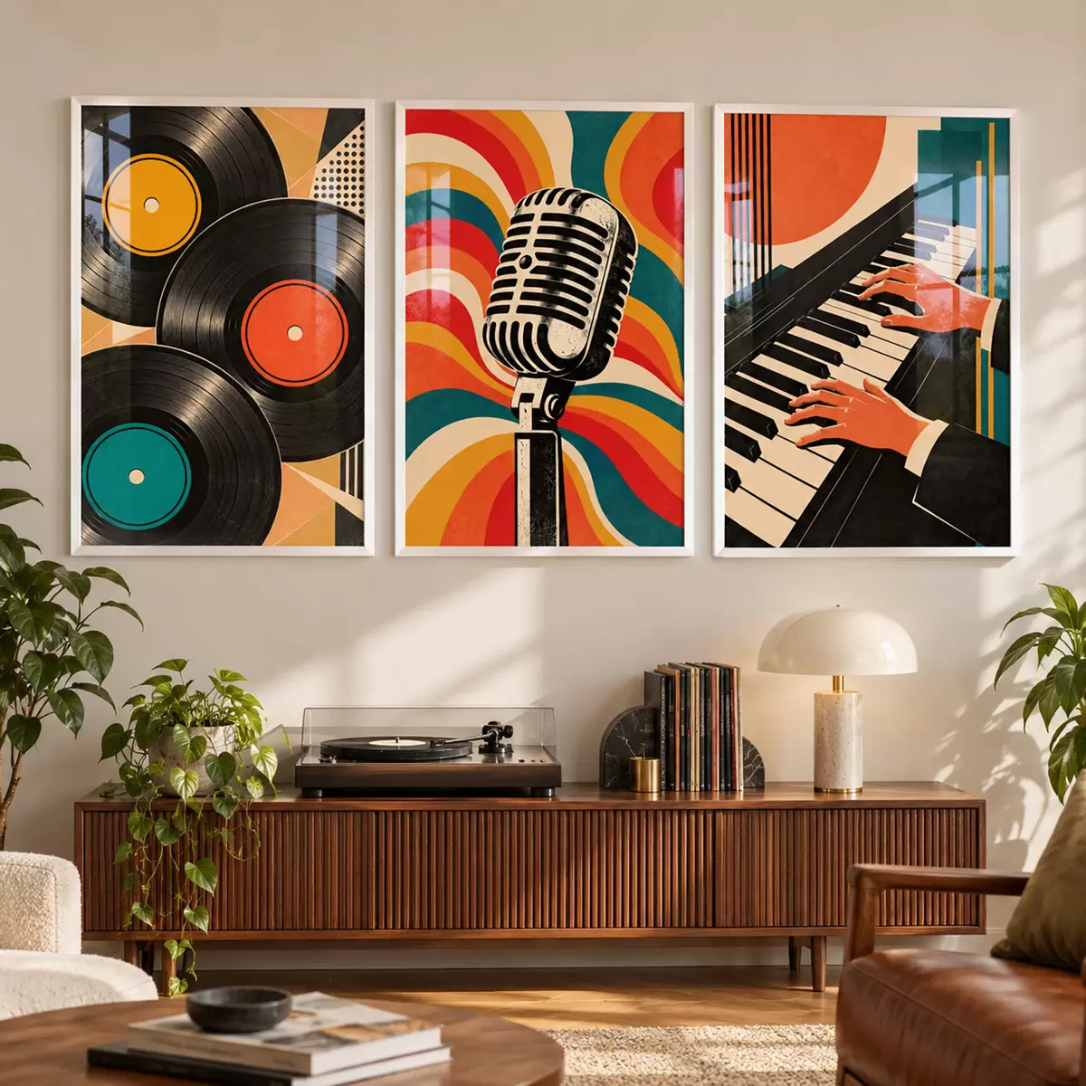 Poster Motivi musicali vintage dai colori vivaci d31115