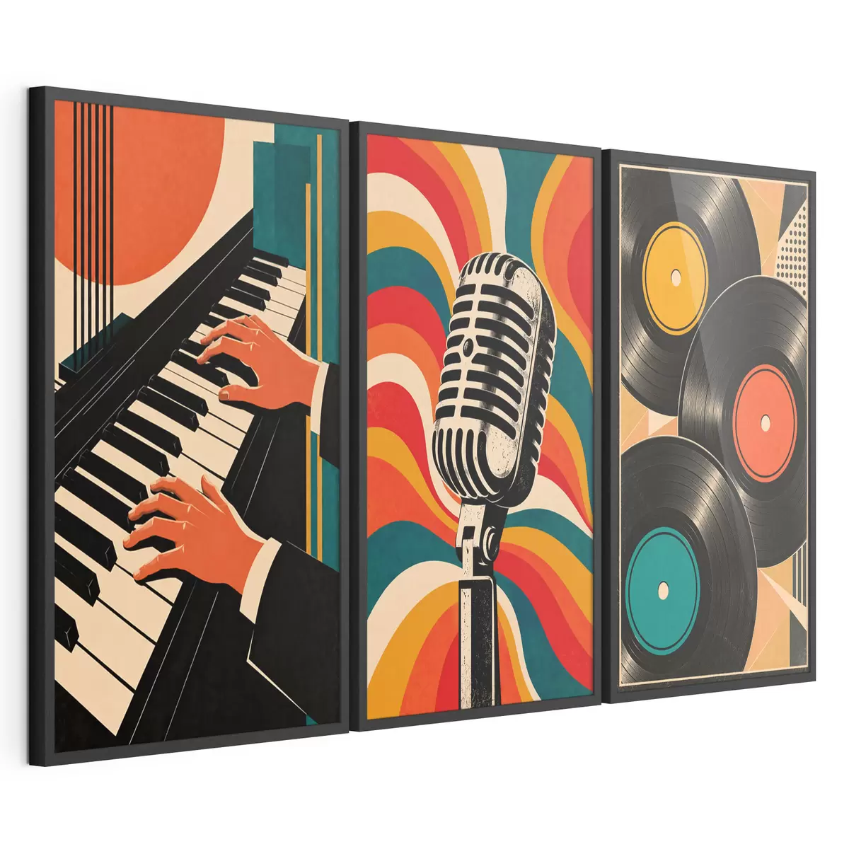 Poster Motivi musicali vintage dai colori vivaci d31115