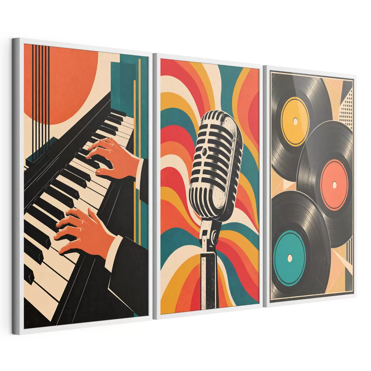 Poster Motivi musicali vintage dai colori vivaci d31115