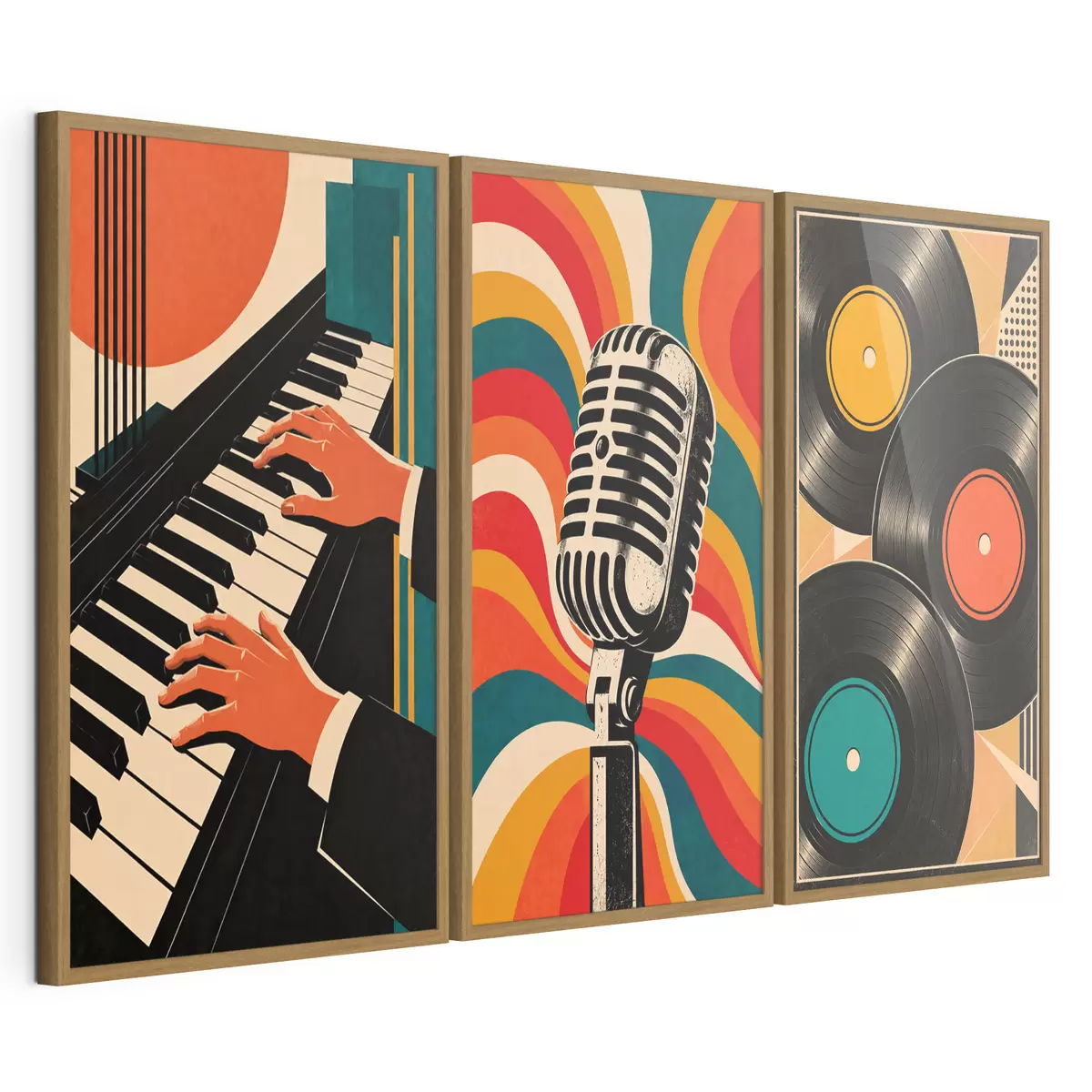 Poster Motivi musicali vintage dai colori vivaci d31115