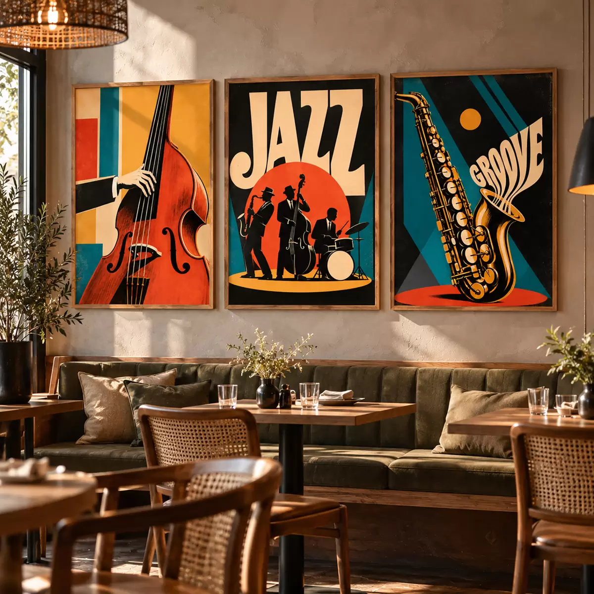 Poster Musicisti jazz dai colori vivaci d31114