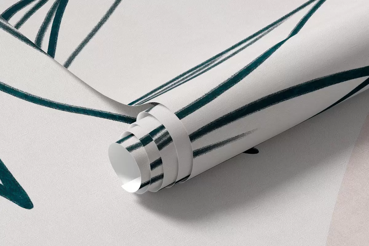 carta da parati Disegni minimalisti di foglie e fogliame tropicali, forme circolari dai colori pastello nr. w10111