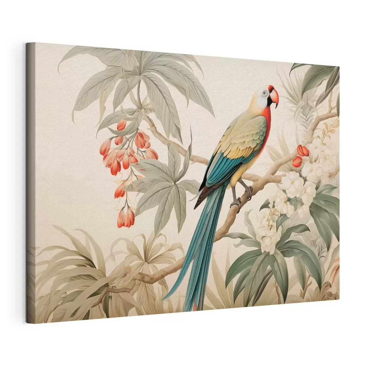 Quadro Pappagallo tropicale su un ramo in fiore nr. s51094