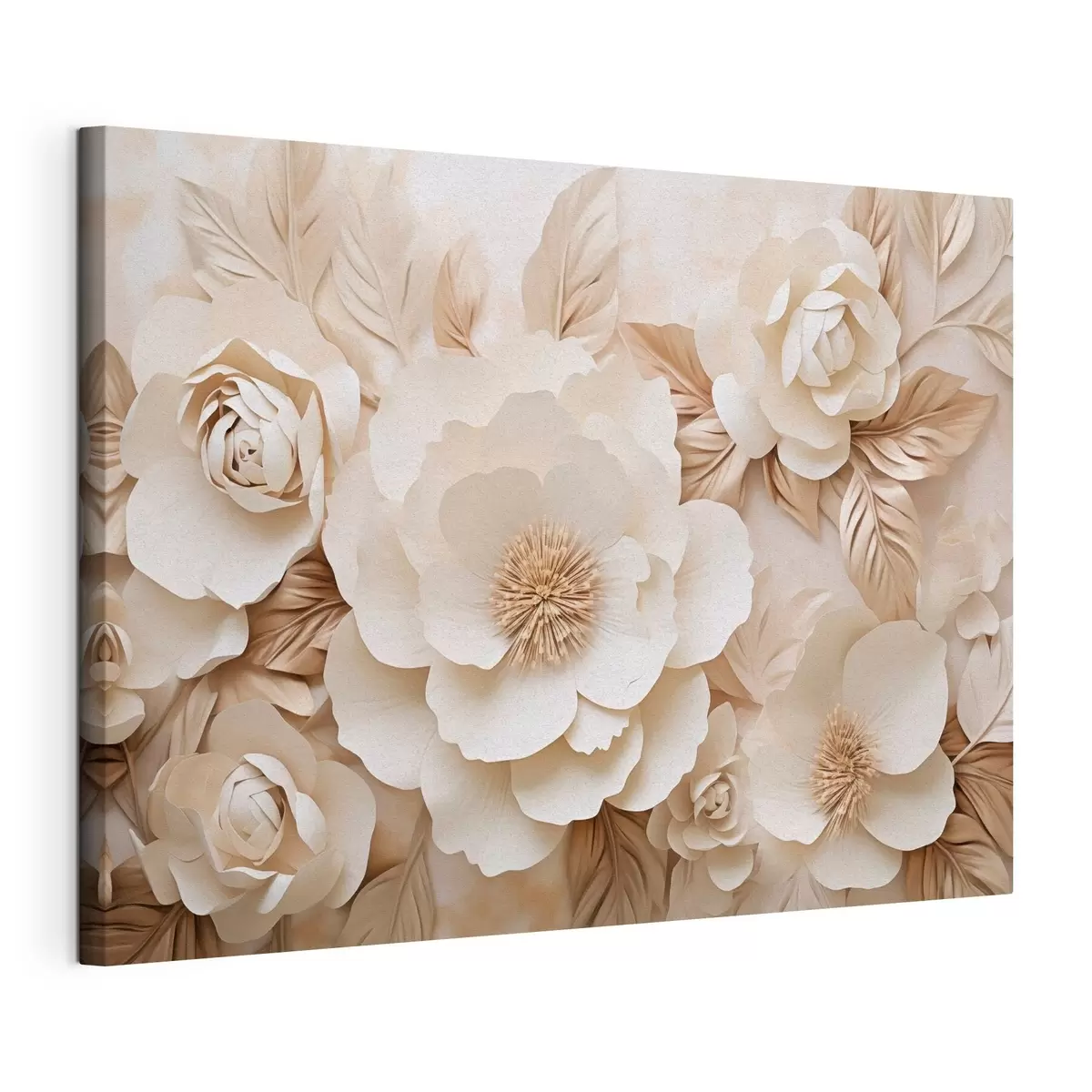Quadro Rilievo in gesso 3D con fiori bianchi nr. s51096