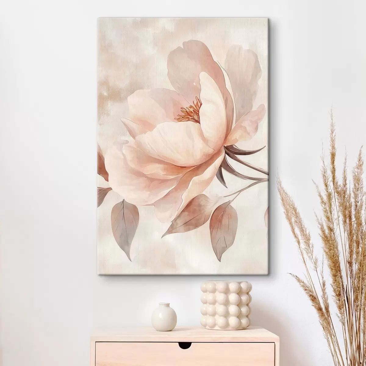 Quadro Fiore acquerellato rosa-beige nr. s51098